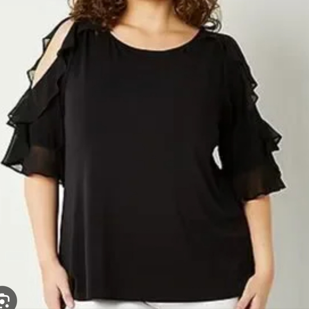 Bold Elements Elegant Black Ruffle Cold Shoulder … - image 7